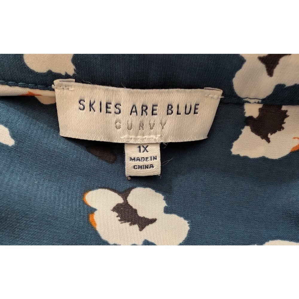 Skies Are Blue Curvy Top Stitch Fix Blue Floral Print Women's Size 1X - Picture 5 of 7
